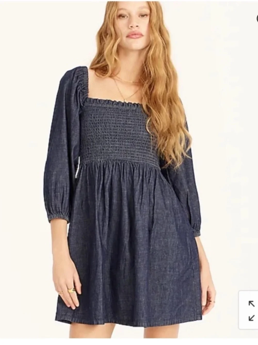 J. Crew Navy Smocked Babydoll Dress